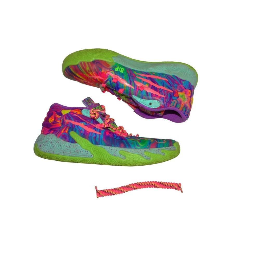 Puma MB.03 Toxic LaMelo Ball Basketball Shoes Purple Green 398471-01 Kids 3C